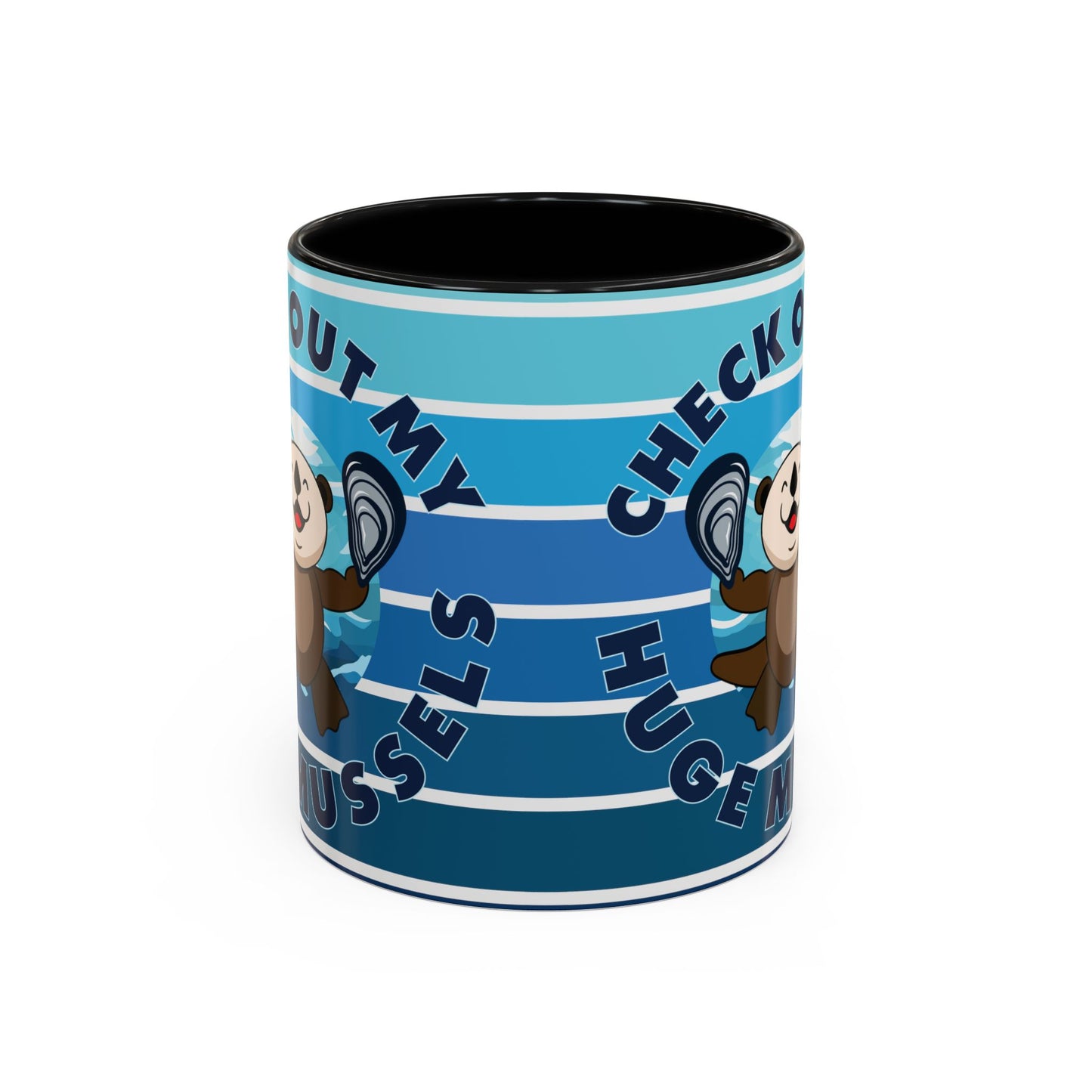 Huge Mussels Happy Sea Otter - Accent Coffee Mug (11, 15oz)