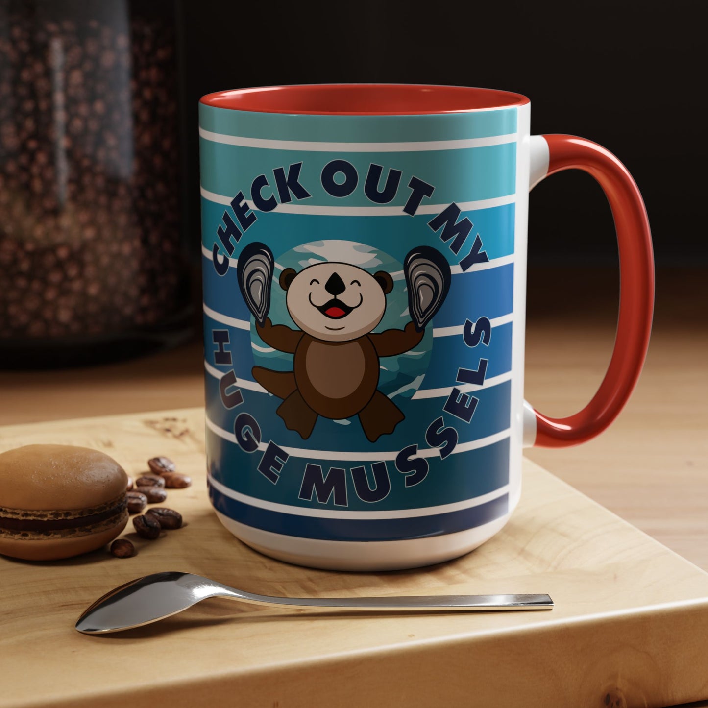 Huge Mussels Happy Sea Otter - Accent Coffee Mug (11, 15oz)