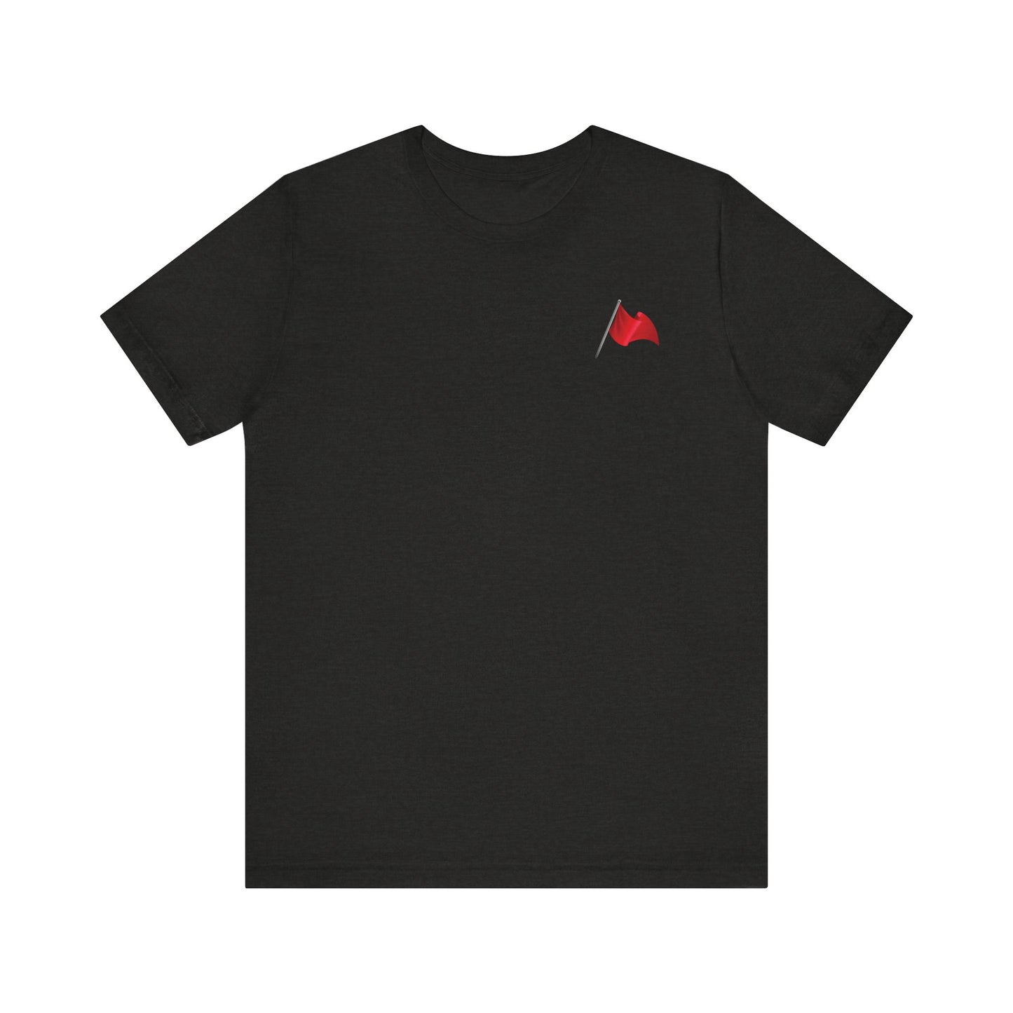 Walking Red Flag (small flag front & bold back design) - Unisex Jersey Short Sleeve Tee