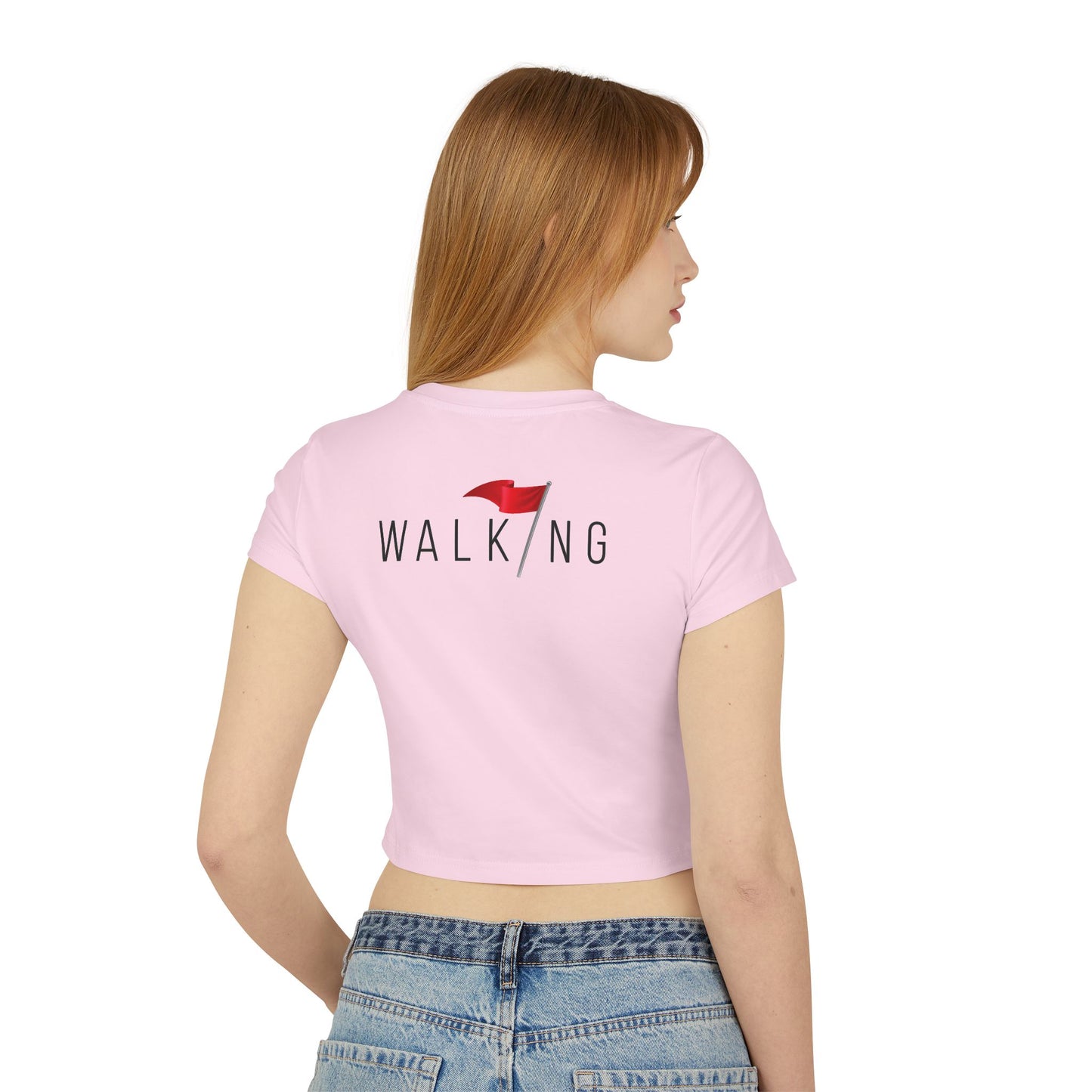 Walking Red Flag (small flag front / walking on back) - Women's Baby Tee