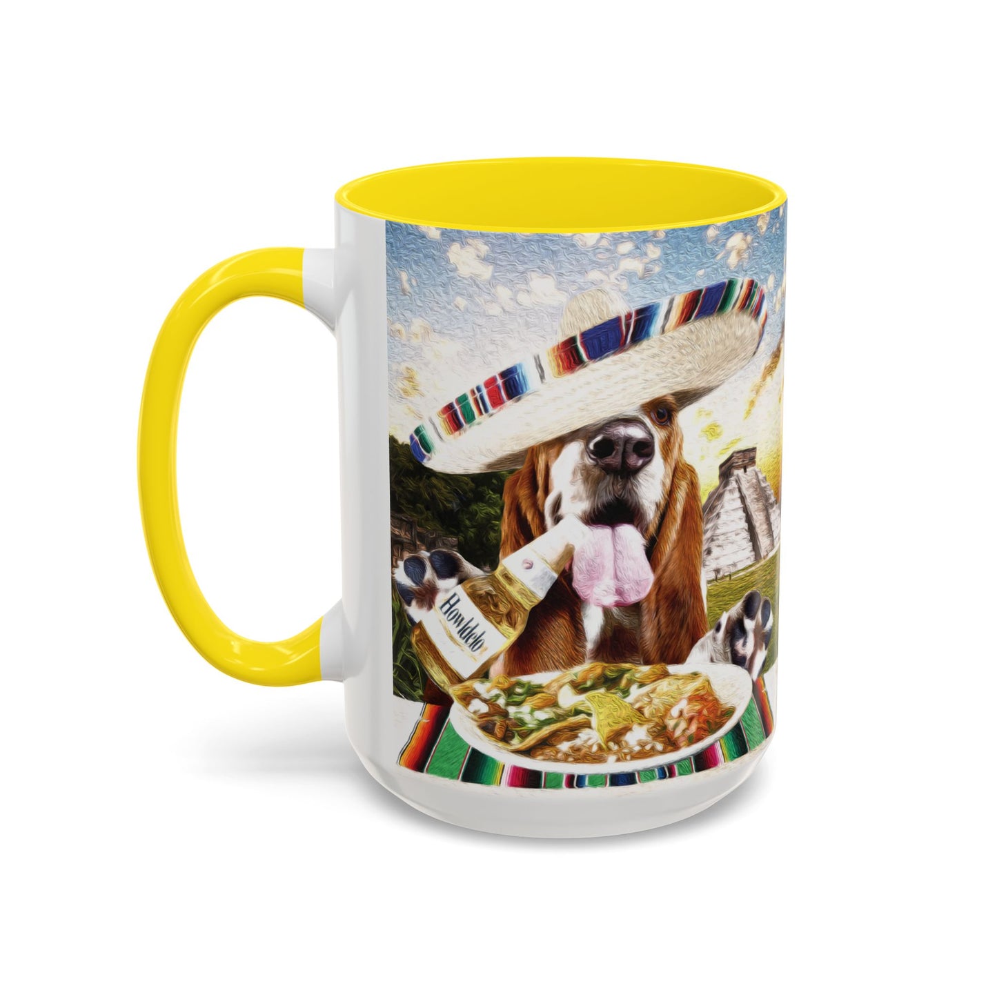 Basset Hound Eating @ a Mexican ruins site - Coffee Mug - Perfect for Dog Lovers, Coffee Enthusiasts, Gifts, Home Decor, and More