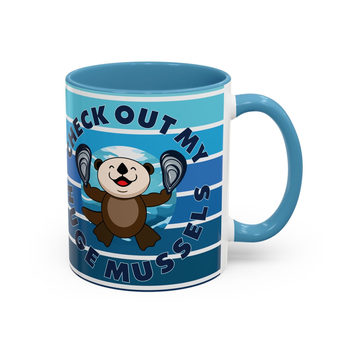 Huge Mussels Happy Sea Otter - Accent Coffee Mug (11, 15oz)