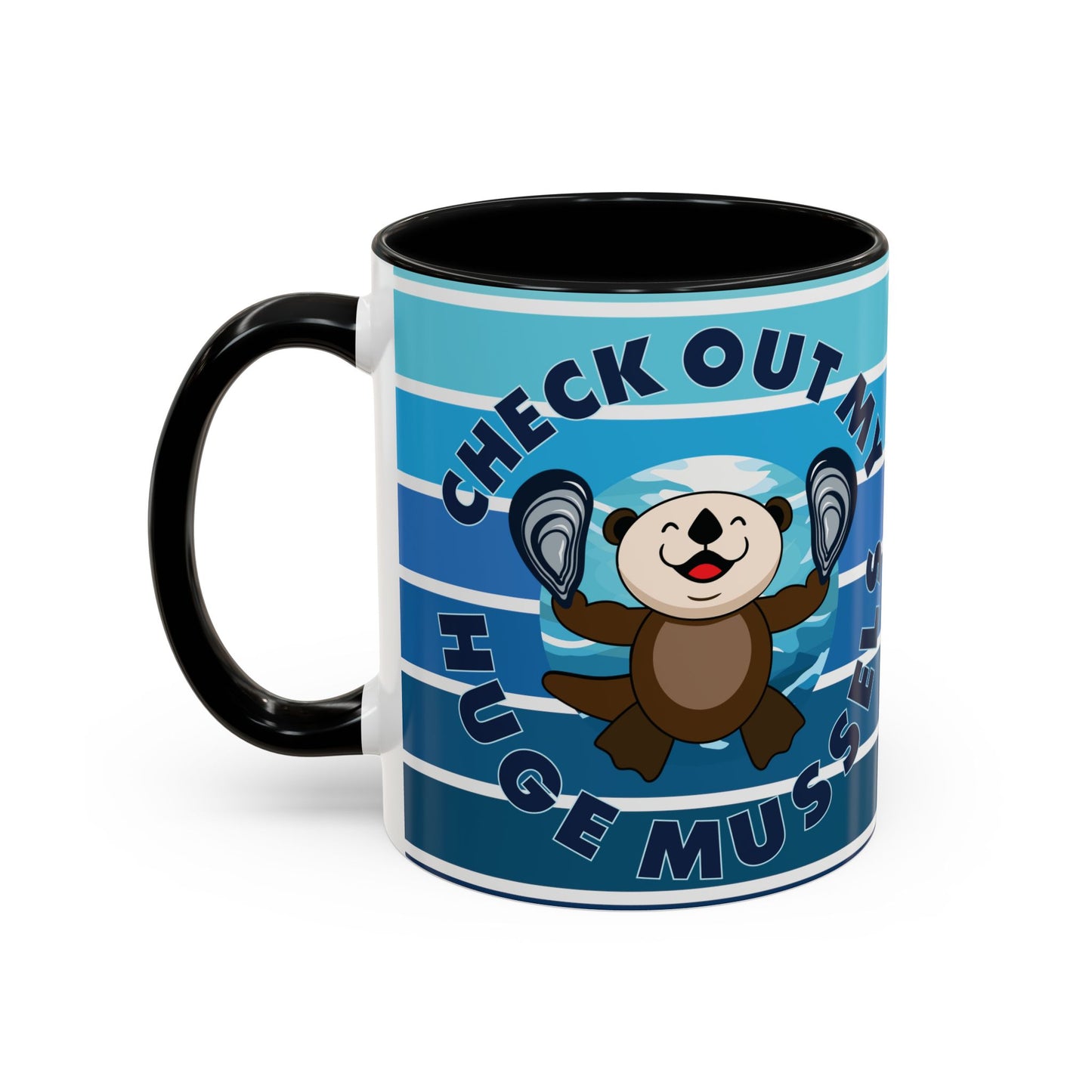 Huge Mussels Happy Sea Otter - Accent Coffee Mug (11, 15oz)
