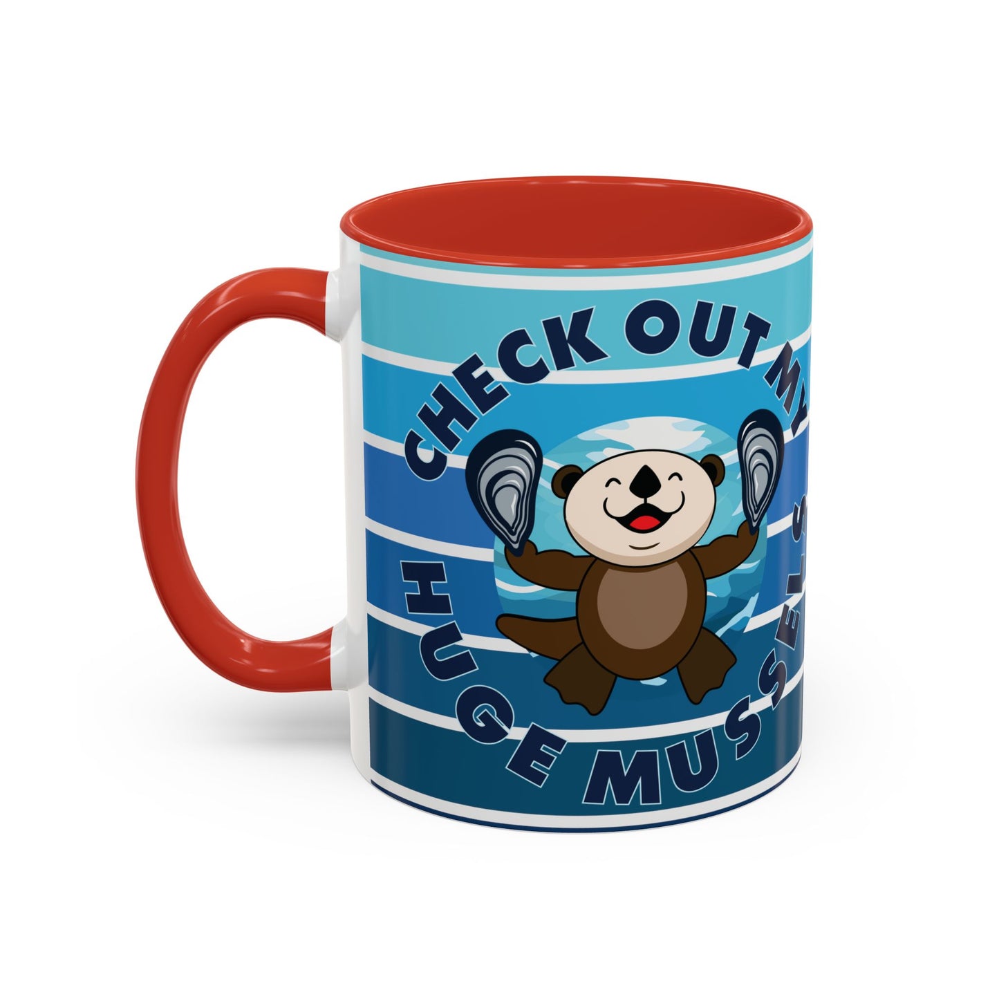 Huge Mussels Happy Sea Otter - Accent Coffee Mug (11, 15oz)