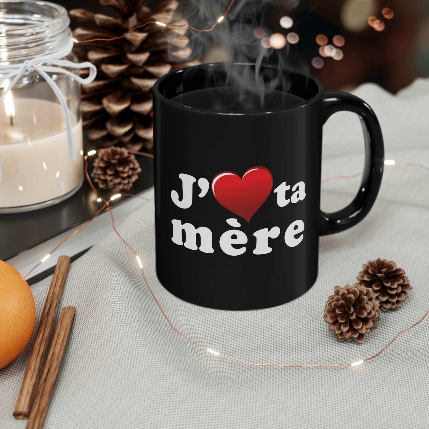 J' ♥ te mère - 11oz Black Mug