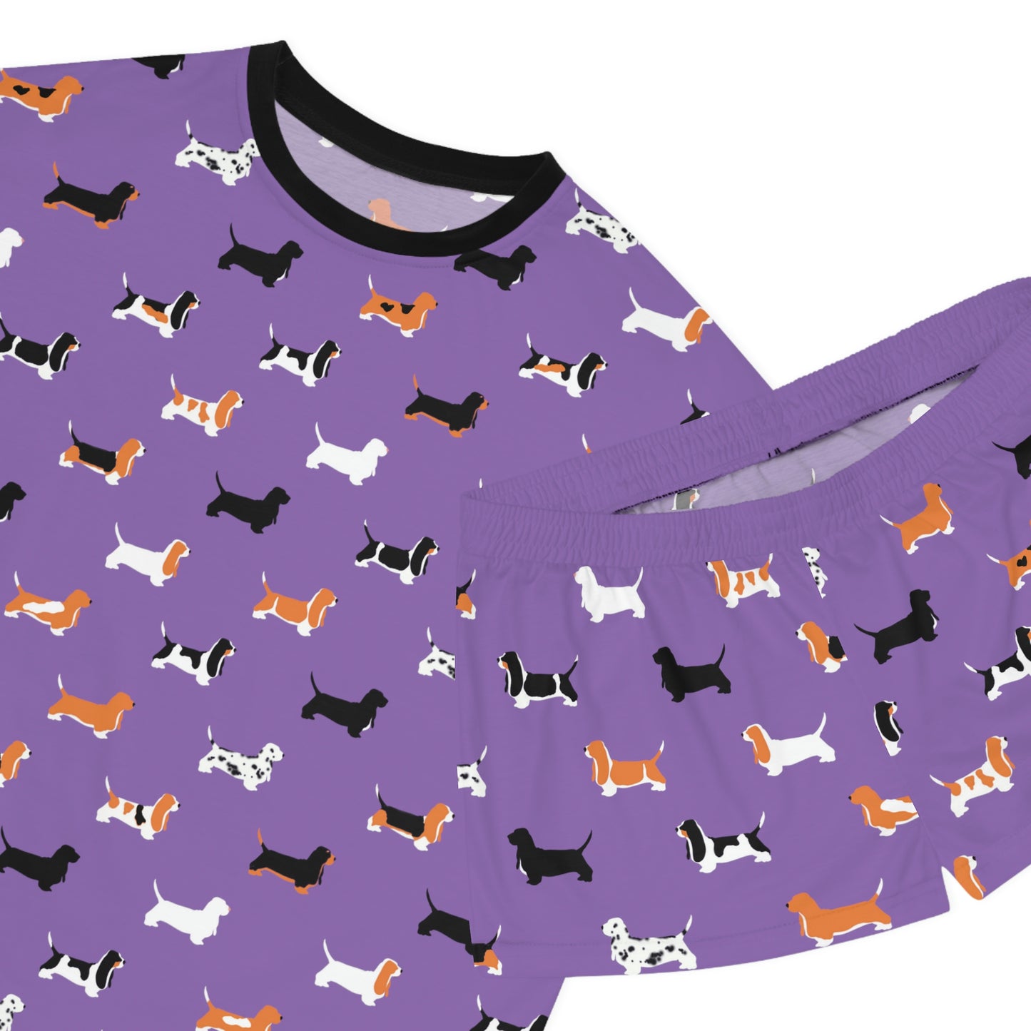 Basset Hound Pattern (in Light Purple) - Women's Short Pajama Set (AOP)