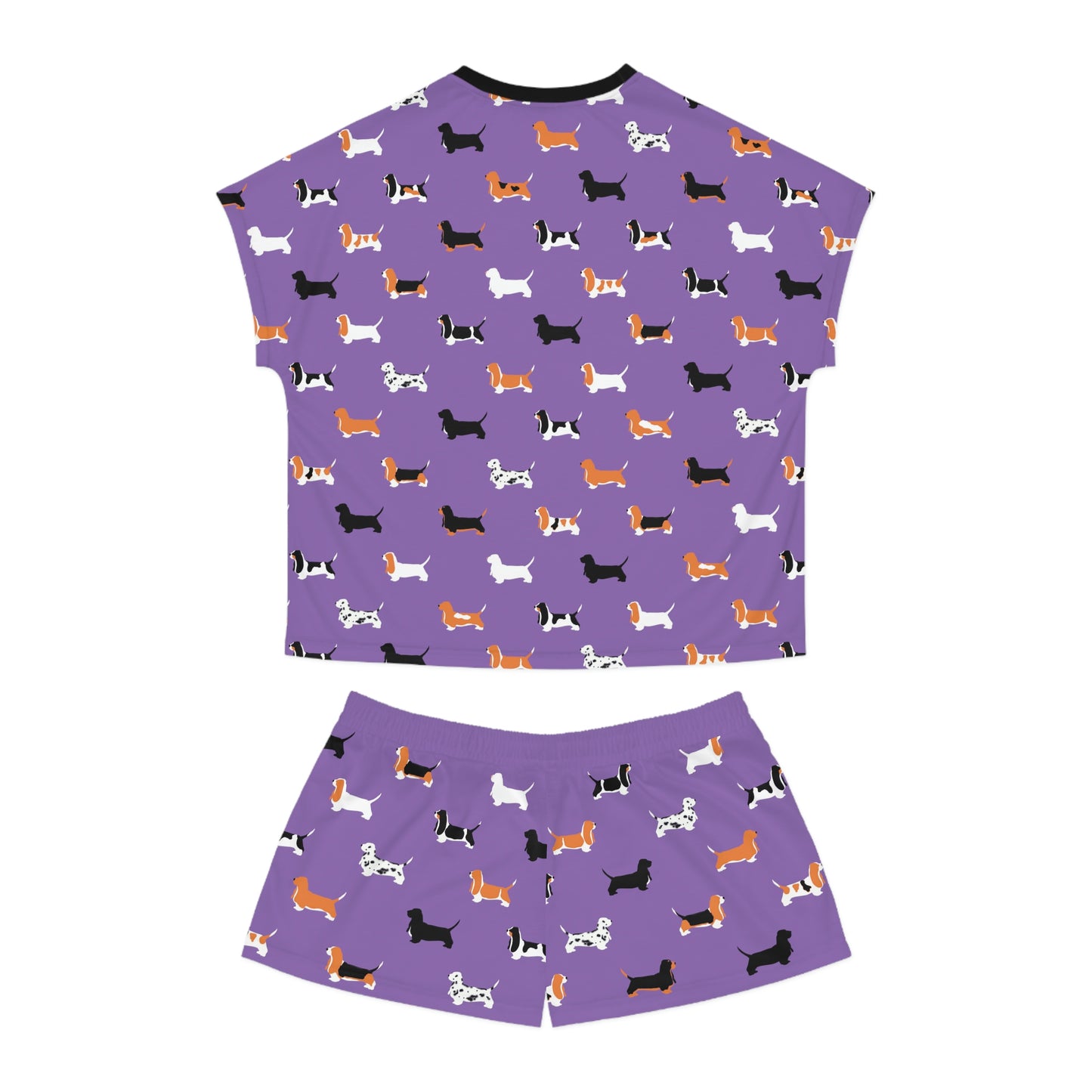 Basset Hound Pattern (in Light Purple) - Women's Short Pajama Set (AOP)