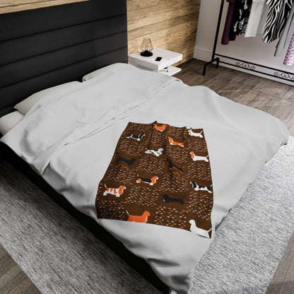 Basset Hounds (various coats pattern) - Velveteen Plush Blanket