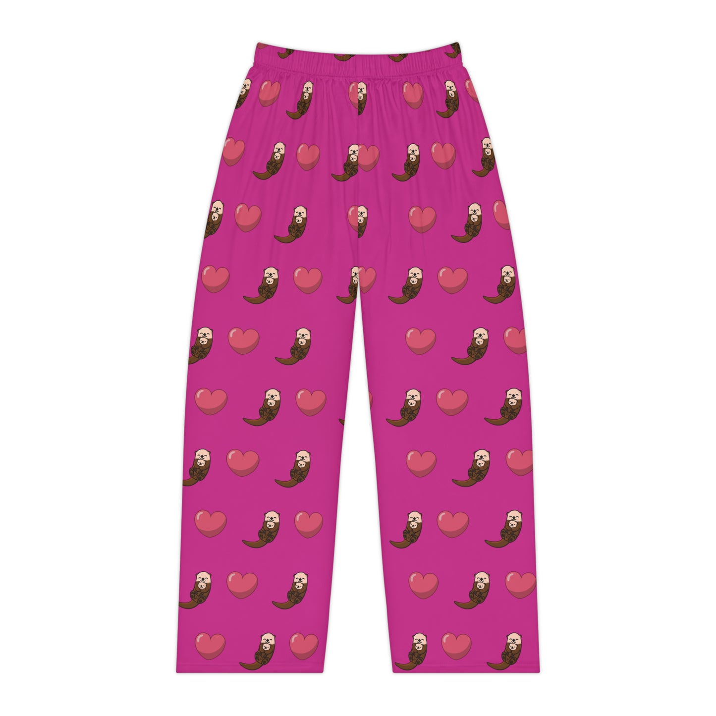 Otters & Hearts (pink) - Women's Pajama Pants (AOP)
