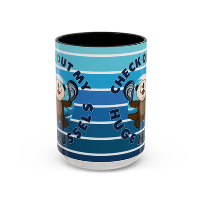 Huge Mussels Happy Sea Otter - Accent Coffee Mug (11, 15oz)