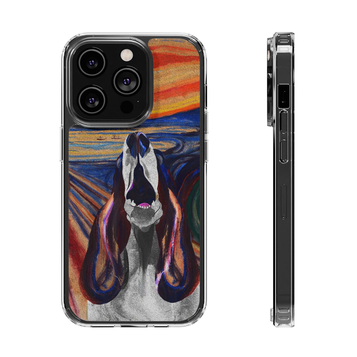 'The Howl' Basset Hound Phone Case - Clear Case featuring Edvard Munch Inspired Design