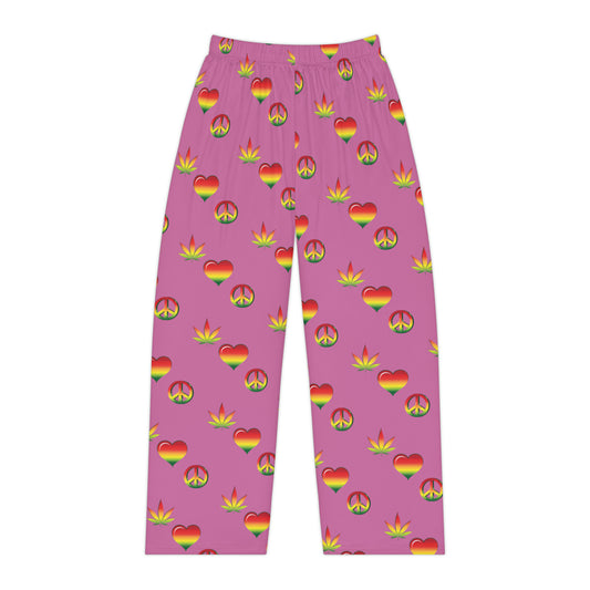 Copy of Peace, Love & Cannabis (in pink) - Women's Pajama Pants (AOP)