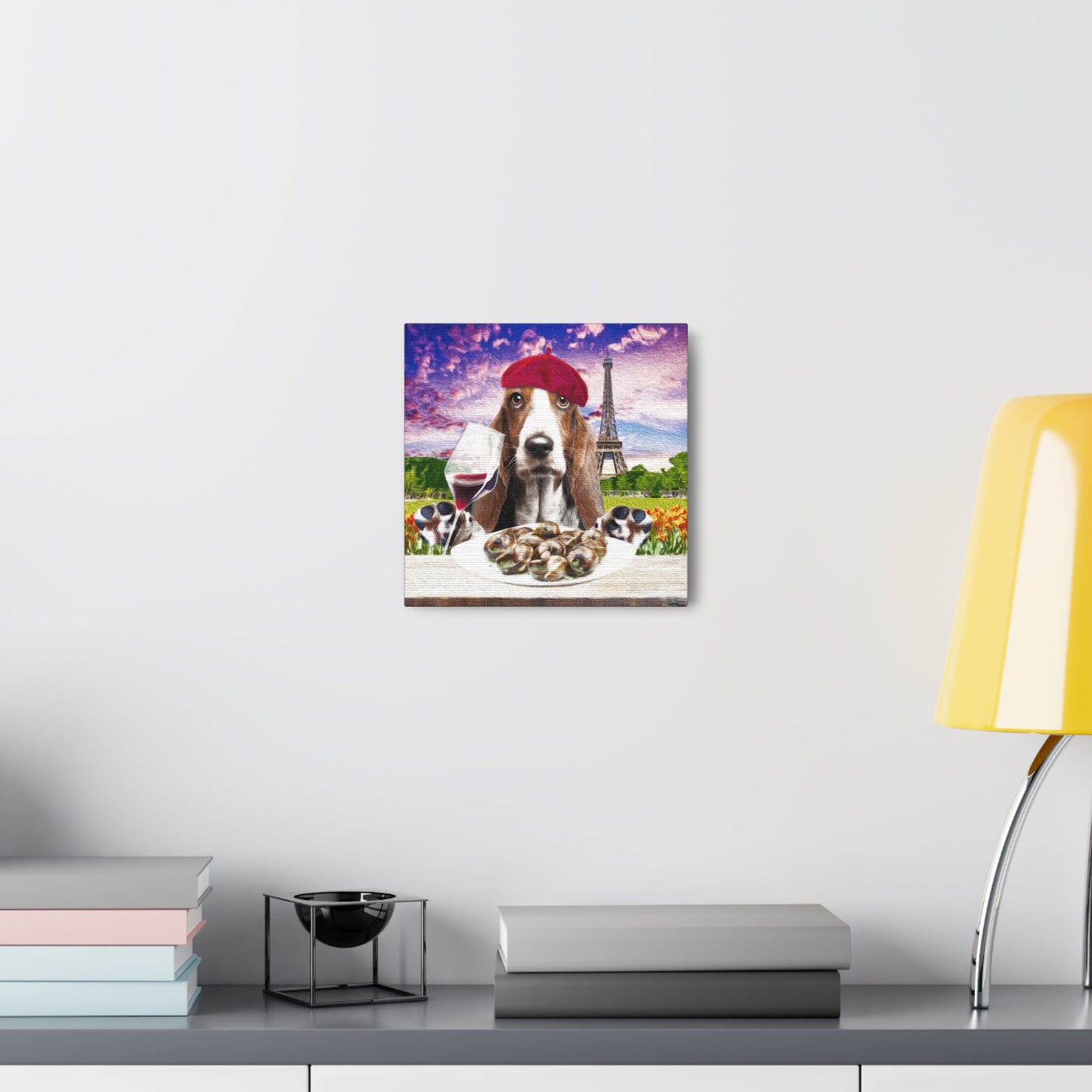 Hound Having Wine & Eating Snails in Paris - Canvas Gallery Wraps