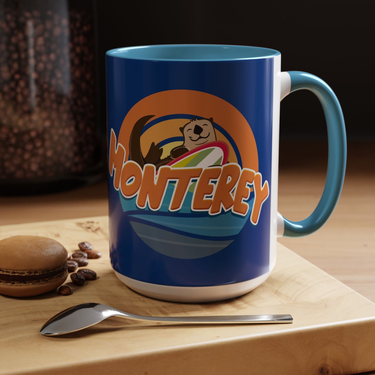 Board Bandit, Monterey, California -  Surfboard Stealing Otter - Accent Coffee Mug – 11/15oz
