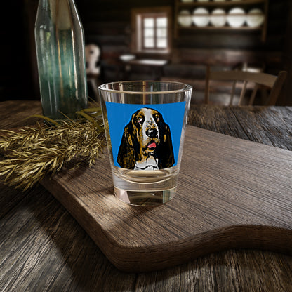 Basset Hound Pop Art (Aqua) Shot Glass, 1.5oz