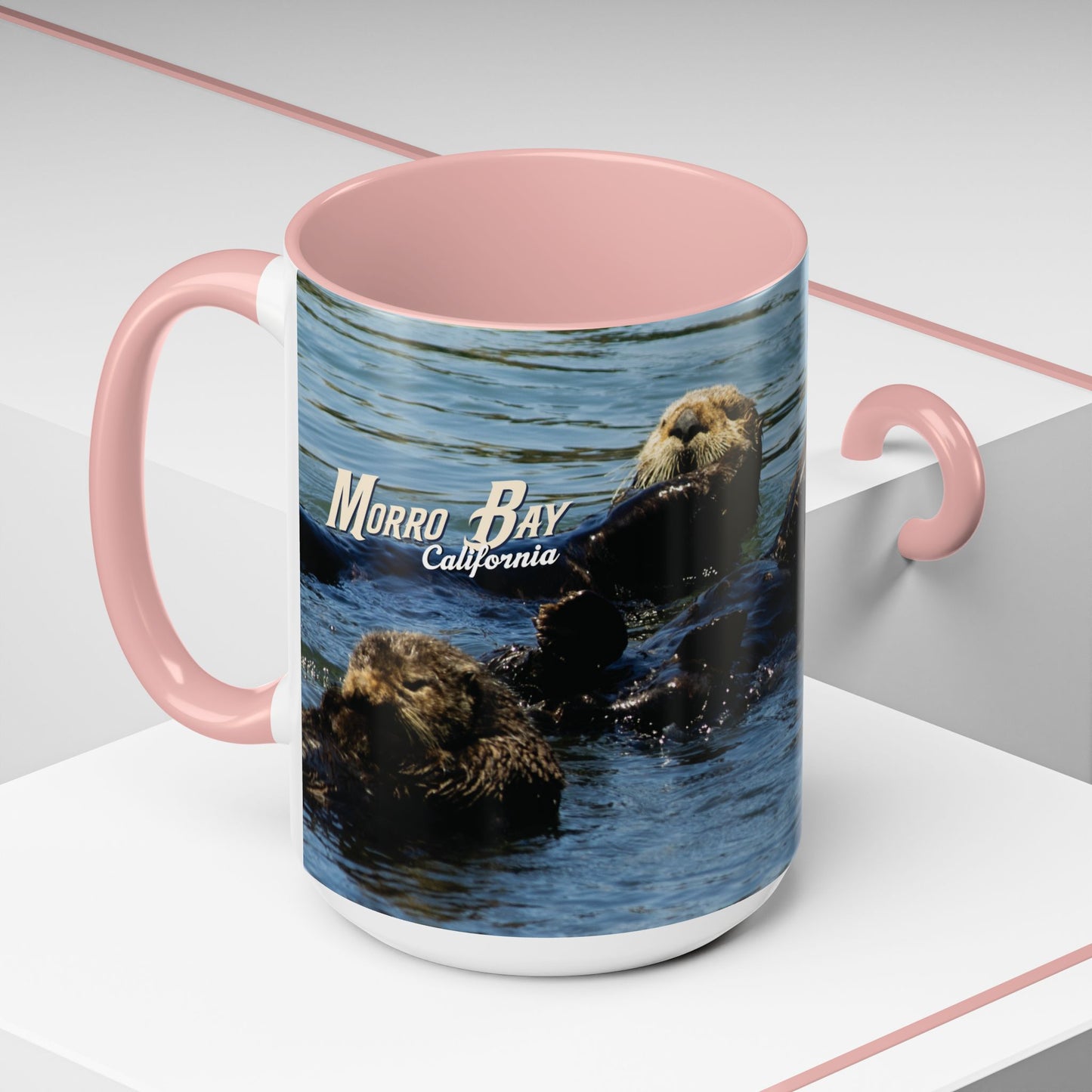 Sea Otter Raft (Morro Bay) Coffee Mug — Cute Sea Otter Accent Ceramic Mug (11/15oz)