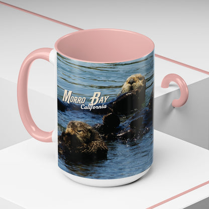Sea Otter Raft (Morro Bay) Coffee Mug — Cute Sea Otter Accent Ceramic Mug (11/15oz)