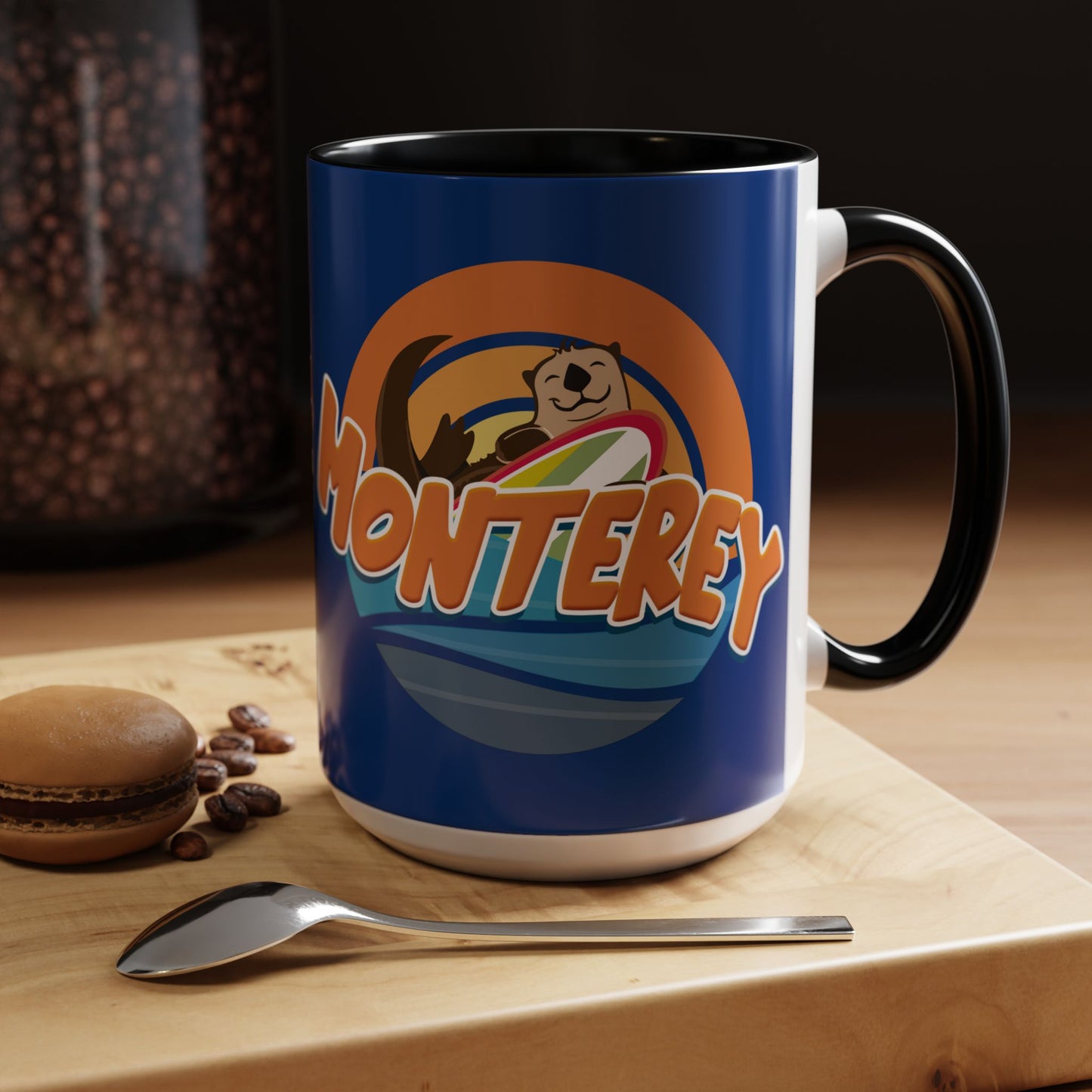 Board Bandit, Monterey, California -  Surfboard Stealing Otter - Accent Coffee Mug – 11/15oz