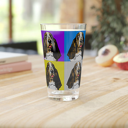 Basset Hounds Pop Art (Multi-Color) Pint Glass, 16oz