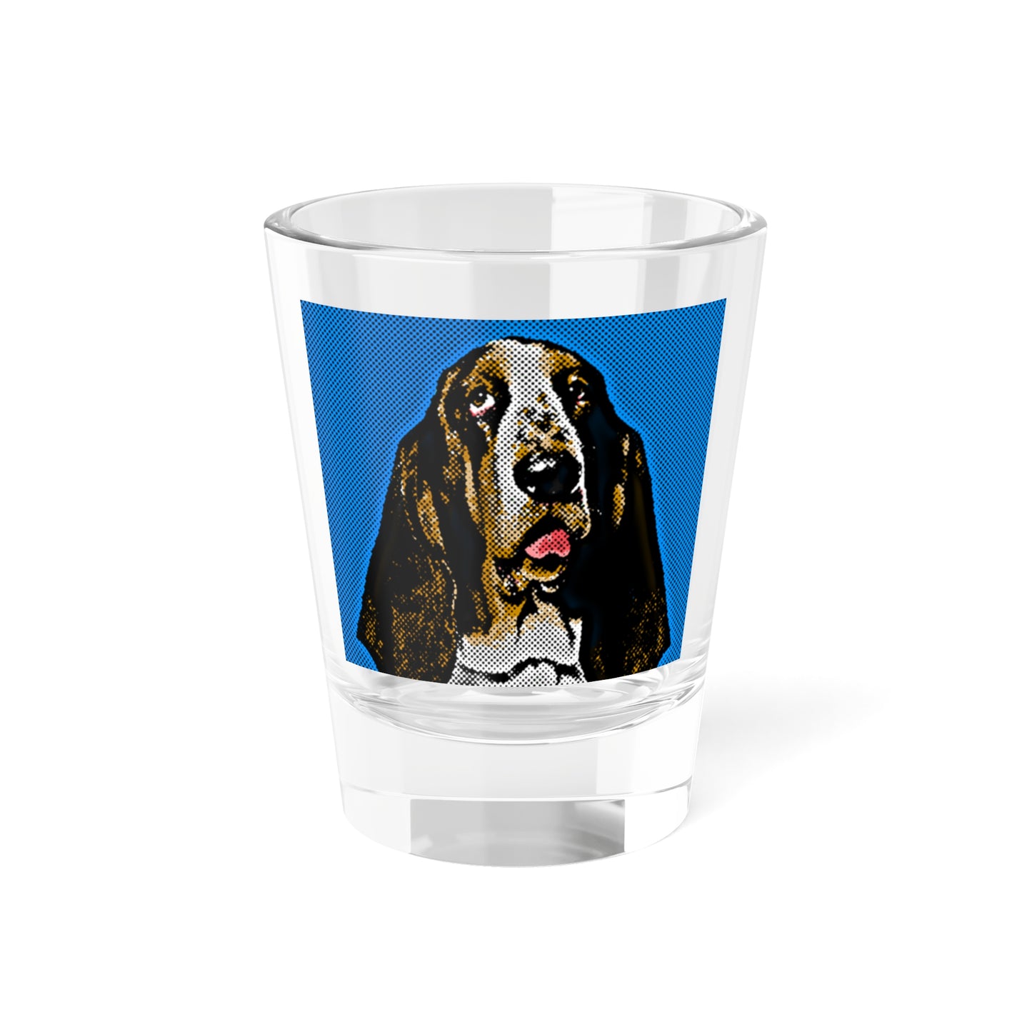 Basset Hound Pop Art (Aqua) Shot Glass, 1.5oz