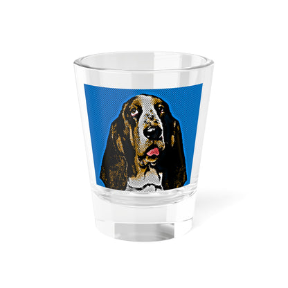 Basset Hound Pop Art (Aqua) Shot Glass, 1.5oz