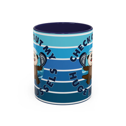 Huge Mussels Happy Sea Otter - Accent Coffee Mug (11, 15oz)