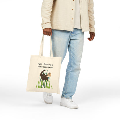 Cute Sea Otter Canvas Tote Bag — Personalized Design "Add your really cool text here."