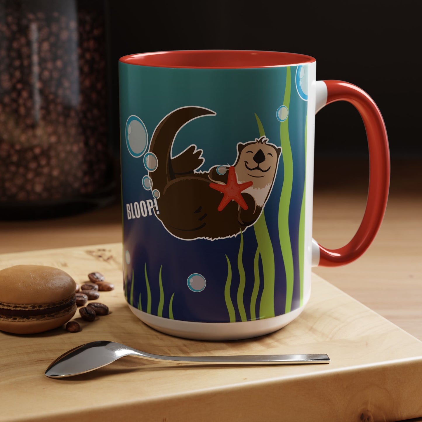 Farting Sea Otter Coffee Mug — Cute 'Bloop!' Sea Otter Accent Ceramic Mug (11/15oz)