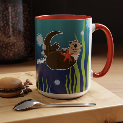 Farting Sea Otter Coffee Mug — Cute 'Bloop!' Sea Otter Accent Ceramic Mug (11/15oz)