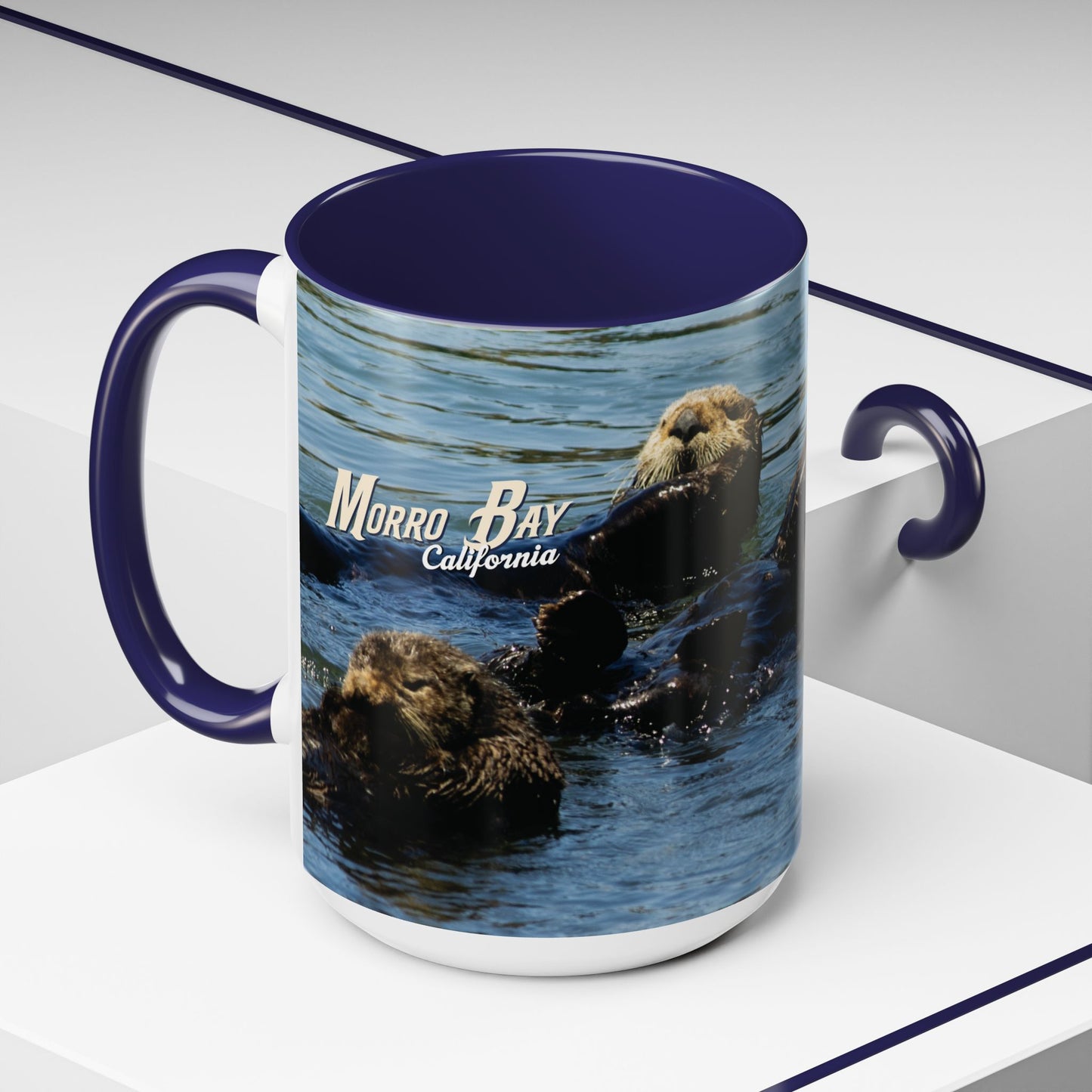 Sea Otter Raft (Morro Bay) Coffee Mug — Cute Sea Otter Accent Ceramic Mug (11/15oz)