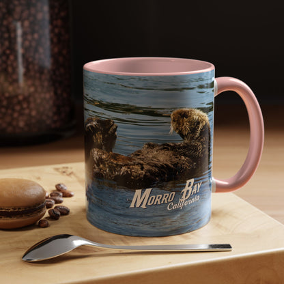 Sea Otter Raft (Morro Bay) Coffee Mug — Cute Sea Otter Accent Ceramic Mug (11/15oz)