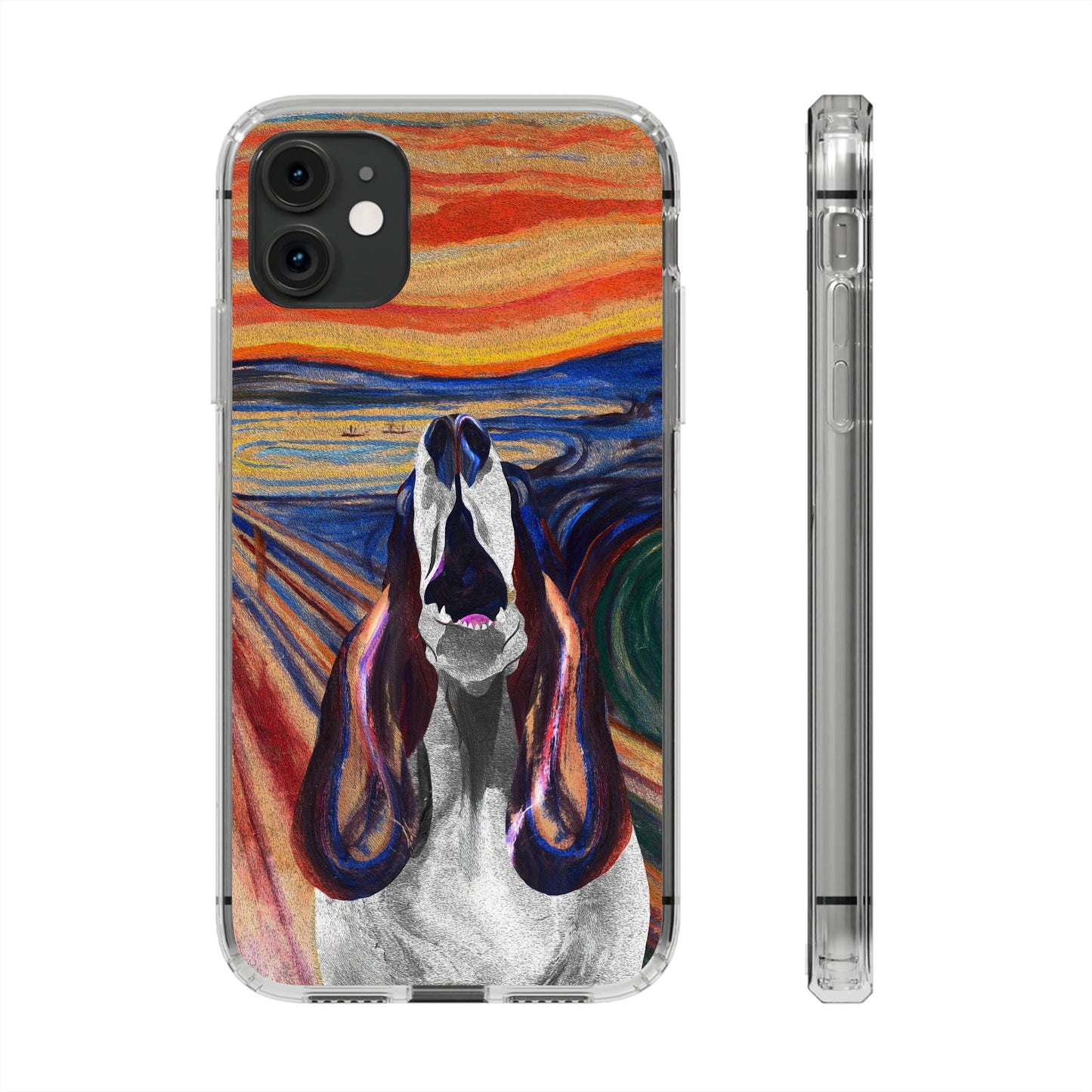 'The Howl' Basset Hound Phone Case - Clear Case featuring Edvard Munch Inspired Design