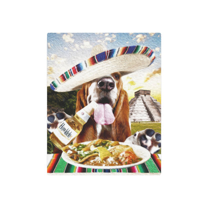 Basset Eating Mexican Food - Metal Art Sign