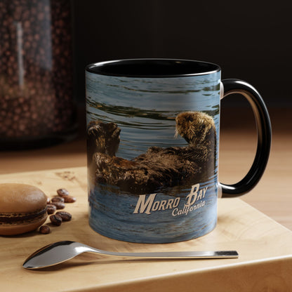 Sea Otter Raft (Morro Bay) Coffee Mug — Cute Sea Otter Accent Ceramic Mug (11/15oz)