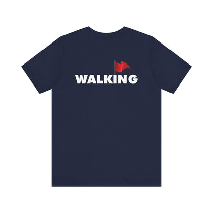 Walking Red Flag (small flag front & bold back design)  - Unisex Jersey Short Sleeve Tee