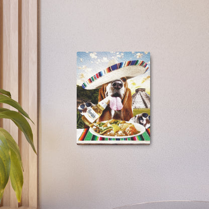 Basset Eating Mexican Food - Metal Art Sign