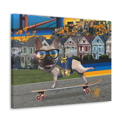 Frenchie Skating San Francisco - Canvas Gallery Wraps