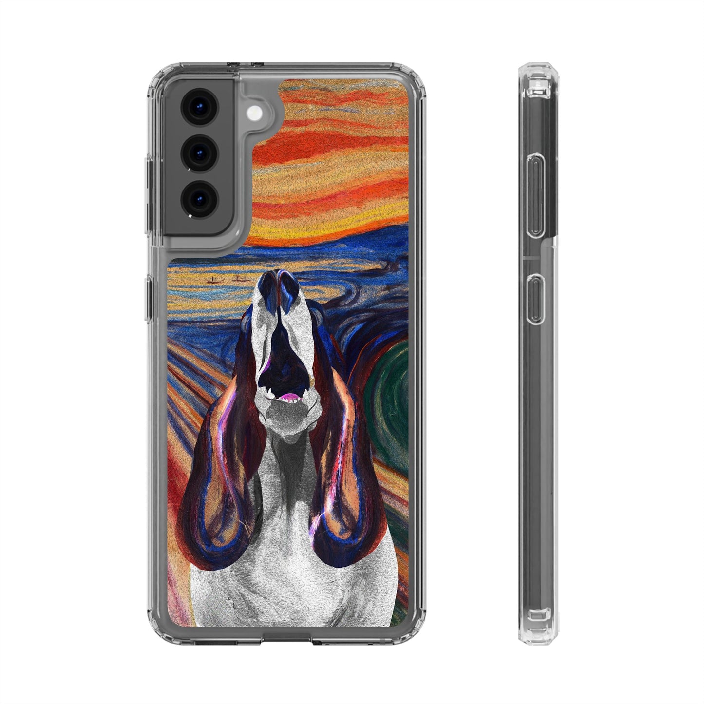 'The Howl' Basset Hound Phone Case - Clear Case featuring Edvard Munch Inspired Design