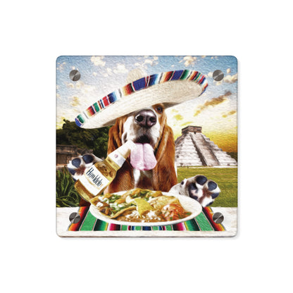 Basset Eating Mexican Food - Acrylic Wall Art Panels