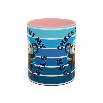 Huge Mussels Happy Sea Otter - Accent Coffee Mug (11, 15oz)