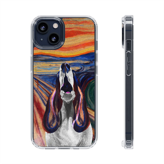 'The Howl' Basset Hound Phone Case - Clear Case featuring Edvard Munch Inspired Design