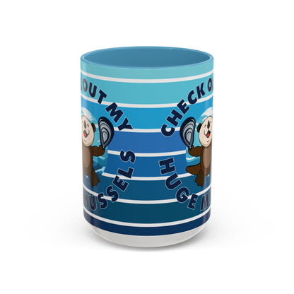 Huge Mussels Happy Sea Otter - Accent Coffee Mug (11, 15oz)