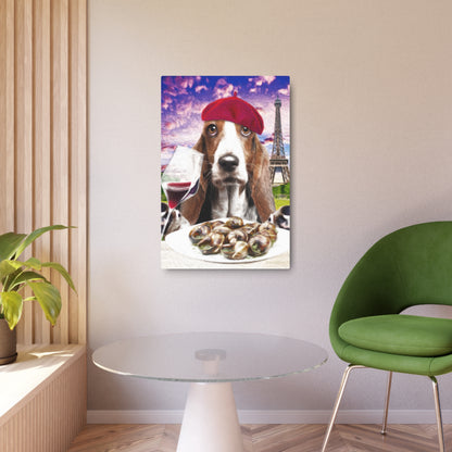 Basset Eating French Food - Metal Art Sign