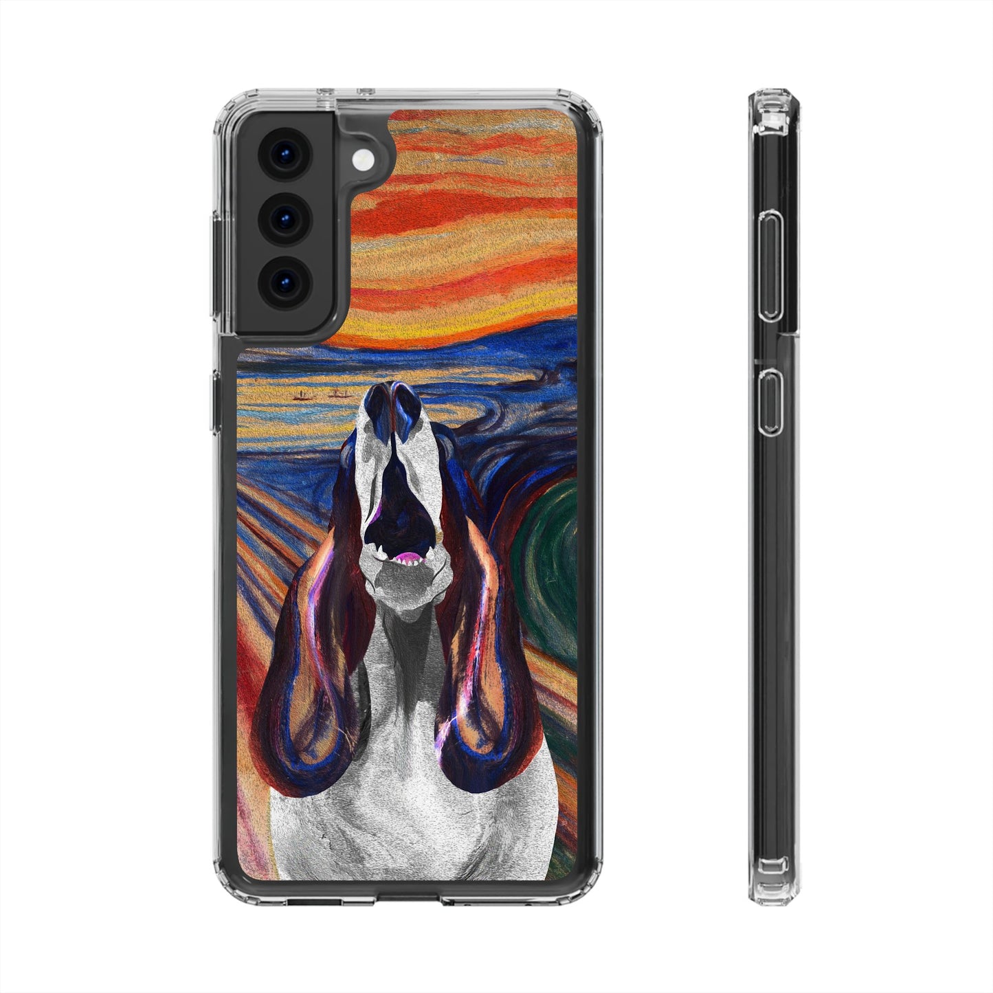 'The Howl' Basset Hound Phone Case - Clear Case featuring Edvard Munch Inspired Design