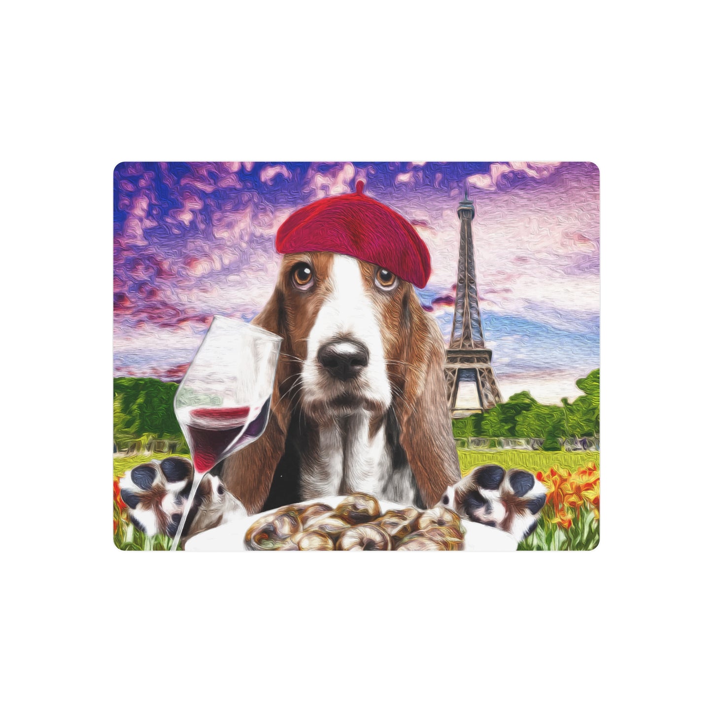 Basset Eating French Food - Metal Art Sign