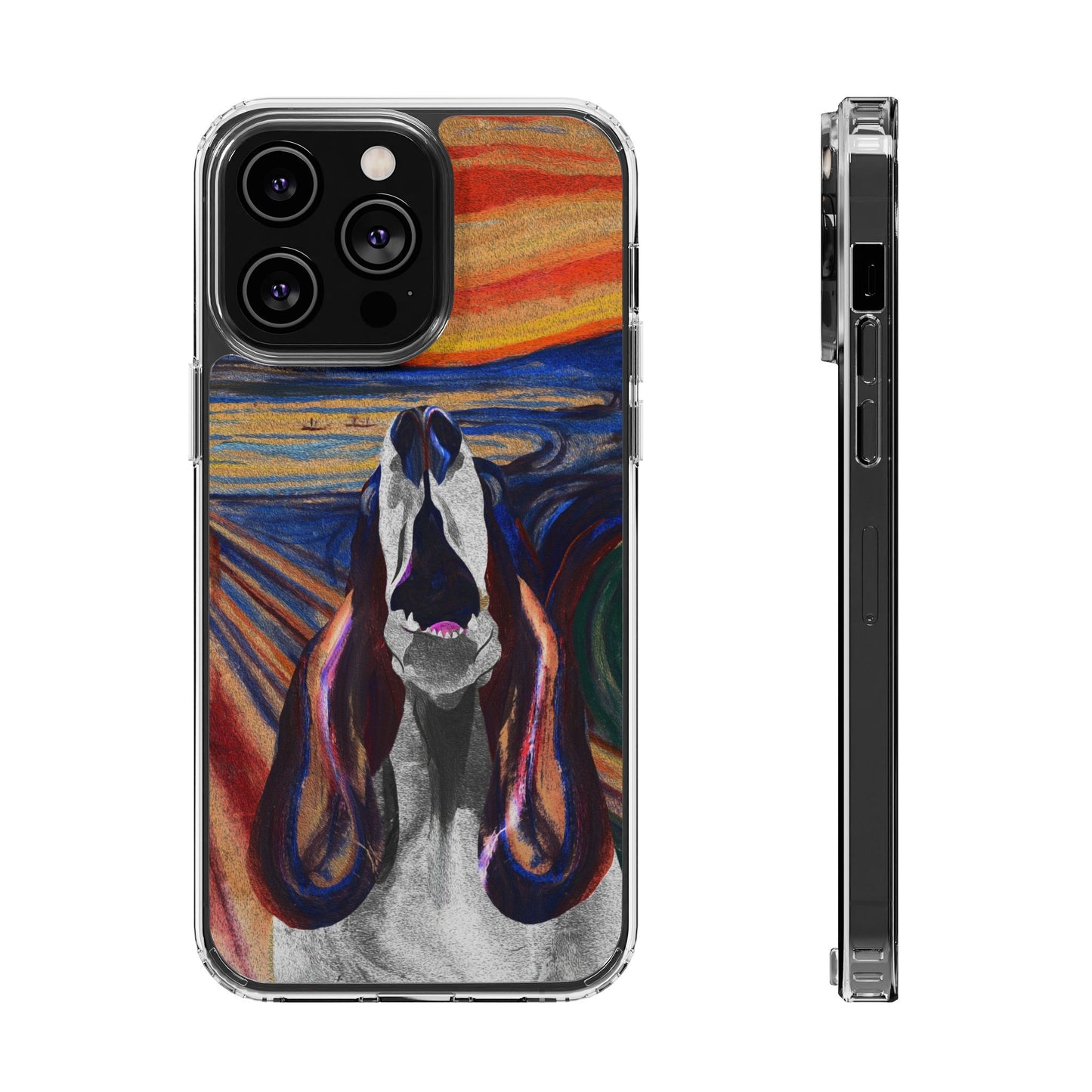 'The Howl' Basset Hound Phone Case - Clear Case featuring Edvard Munch Inspired Design