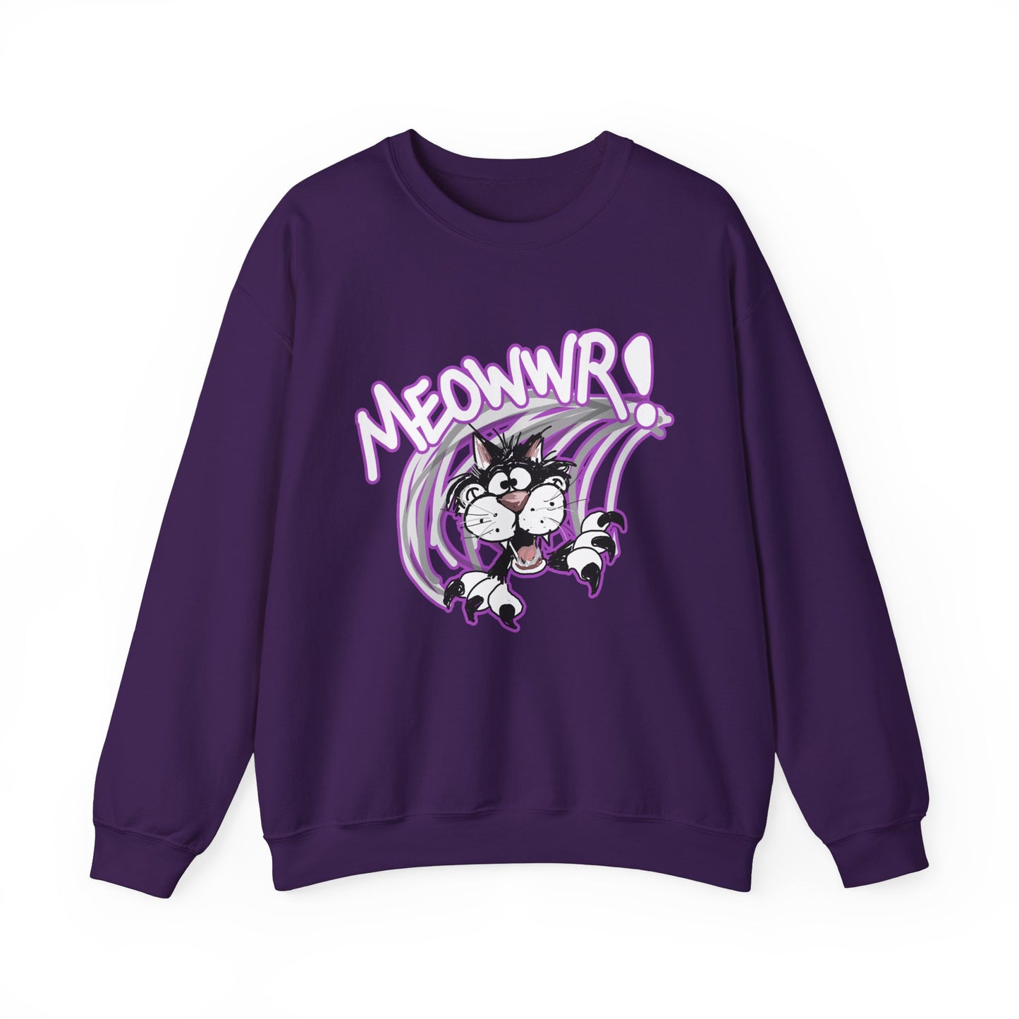 Action Cat (Meowwr!) - Unisex Heavy Blend™ Crewneck Sweatshirt