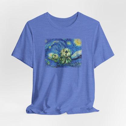 Starry Monterey Night Sea Otters T‑Shirt — Van Gogh Style Floral Tee