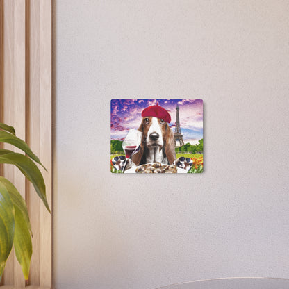 Basset Eating French Food - Metal Art Sign