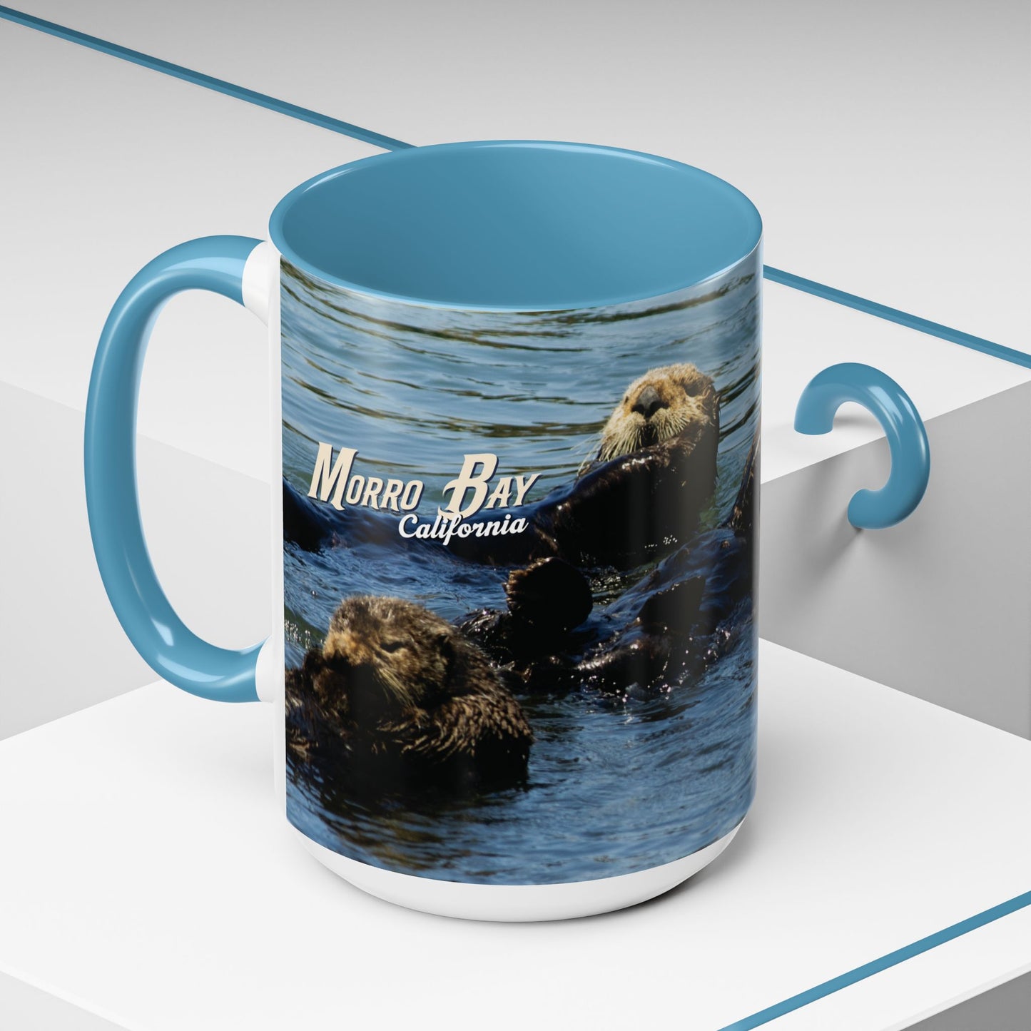 Sea Otter Raft (Morro Bay) Coffee Mug — Cute Sea Otter Accent Ceramic Mug (11/15oz)